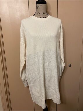 Lululemon Cream Oversized Rib-Knit Women’s Sweater Dress with pockets